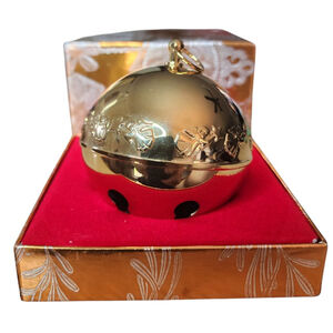 Wallace Celestial Angels 1992 Sleigh Bell Gold Plated Ornament orginal box